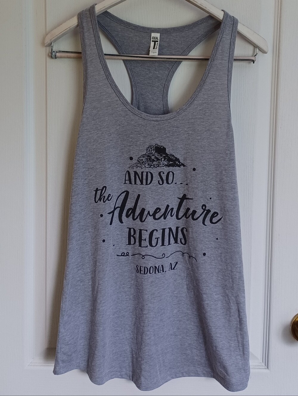 NEXT LEVEL IDEAL SOUVENIR GRAPHIC SEDONA, AZ RACERBACK TANK TOP SLIM FIT LARGE*